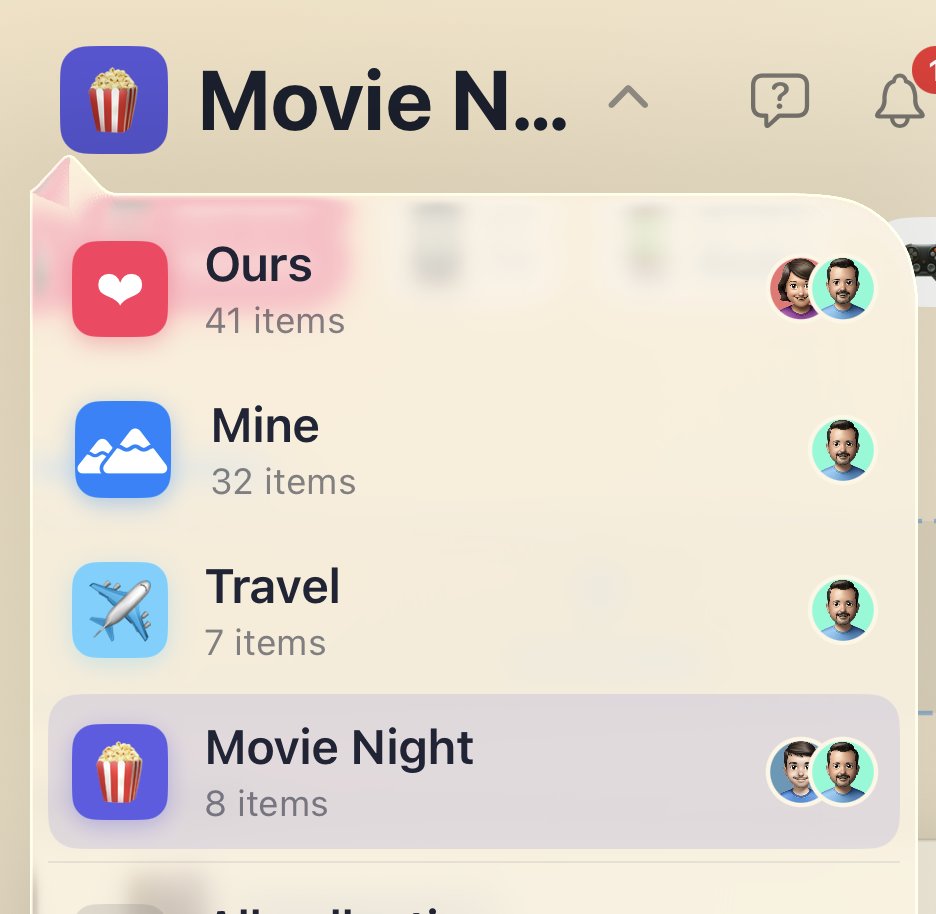 Select collection color and icon