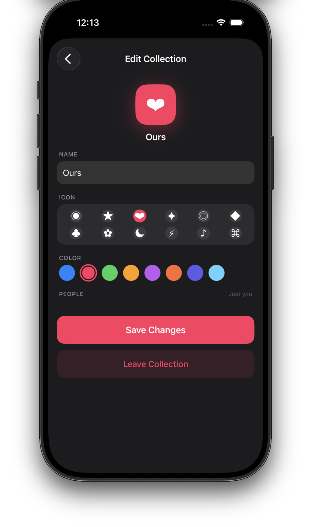 Customizing a shared collection